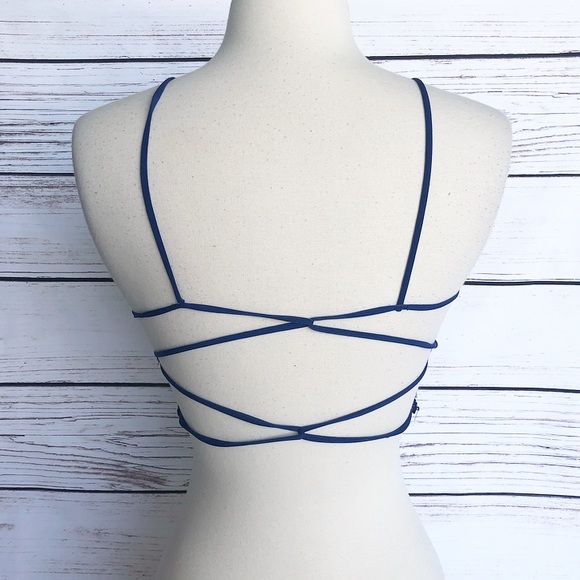 Strappy Lace Bralette in Navy - Picture 3 of 4